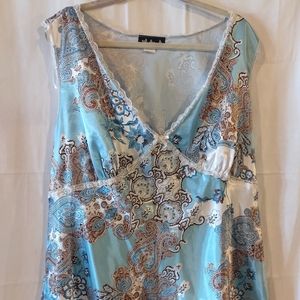 Women's Blue White Sleeveless Top By Madame Size 2X